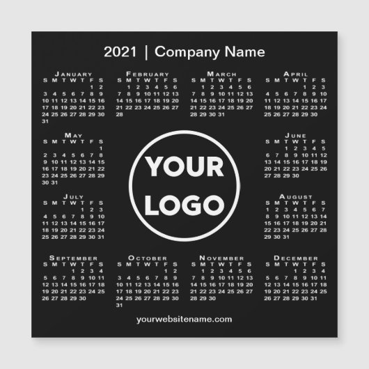 Moderne kalender 2021 met bedrijf Logo Black (Voorkant)