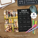 Moderne kalender 2023 6 Foto Collage Persoonlijk Muismat<br><div class="desc">Creëer een muispad met fotocollage met deze eenvoudig te uploaden sjabloon voor fotocollage met 6 afbeeldingen in verschillende vormen en grootten, zowel horizontaal als verticaal om een breed scala aan fotoonderwerpen aan te passen. Personaliseer met een familienaam, een individuele naam, een monogram of een andere douanetekst die in wit tegen...</div>