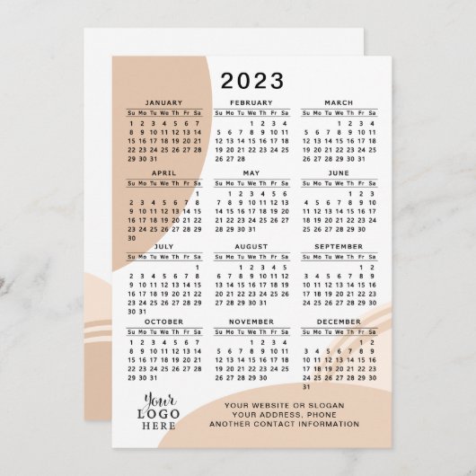 Moderne kalender 2023 - Minimaal Abstract jaar Programmakaart (Voorkant / Achterkant)