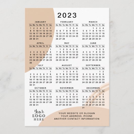 Moderne kalender 2023 - Minimaal Abstract jaar Programmakaart (Voorkant)