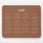 Moderne kalender bruin minimalistisch muismat (Voorkant)