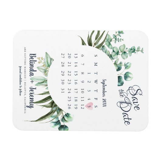 Moderne kalender Eucalyptus Bewaar de datum magnet Magneet (Horizontaal)