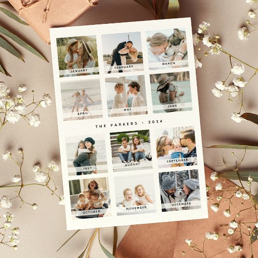 Moderne kalender fotocollage Kerstmis Feestdagenkaart