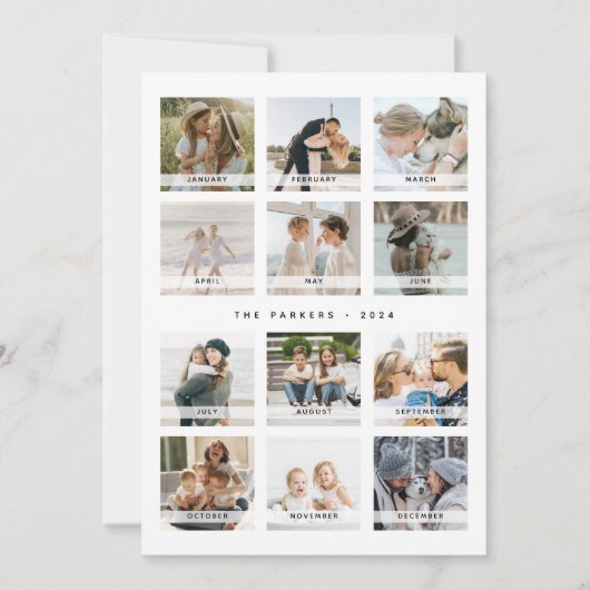 Moderne kalender fotocollage Kerstmis Feestdagenkaart (Voorkant)