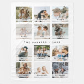 Moderne kalender fotocollage Kerstmis Fleece Deken (Voorkant)