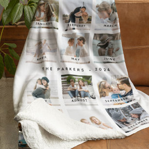 Moderne kalender fotocollage Kerstmis Fleece Deken