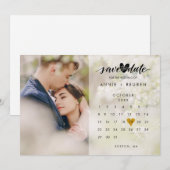Moderne Kalender Gouden Hart Foto Save The Date (Voorkant / Achterkant)