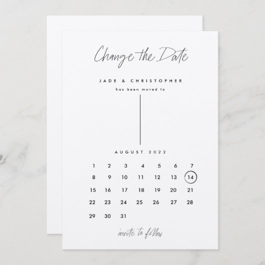 Moderne kalender Kraft verandert de datum Save The Date (Voorkant / Achterkant)