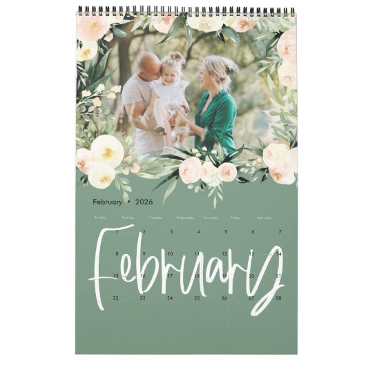 Moderne kalender met filmfotoscript voor waterverf (Feb 2026)