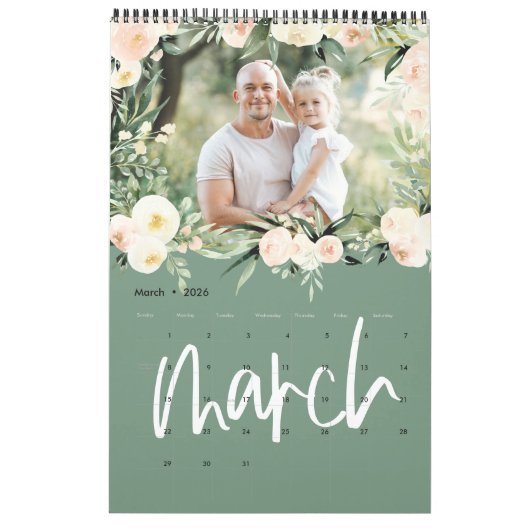 Moderne kalender met filmfotoscript voor waterverf (Mar 2026)