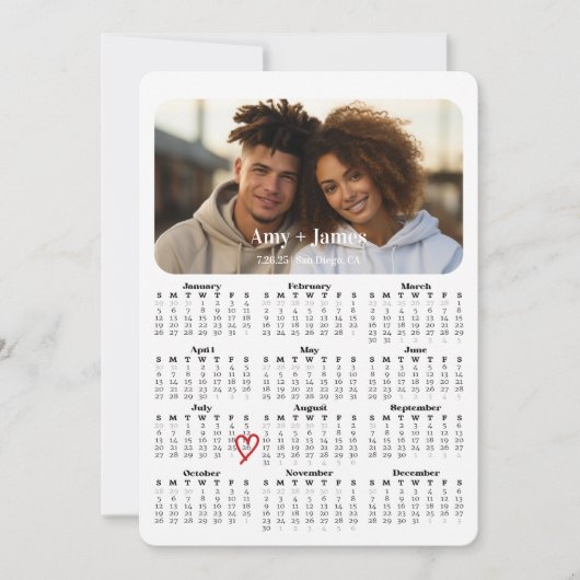 Moderne Kalender Printbare Datum Bewaren 2025 Save The Date (Voorkant)