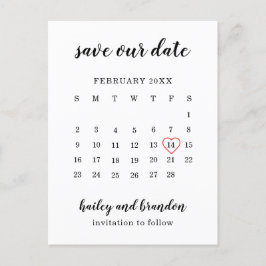 Moderne Kalender Rode Hart Trouw Save the Date Aankondigingskaart