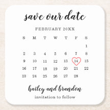 Moderne Kalender Rode Hart Trouw Save the Date
