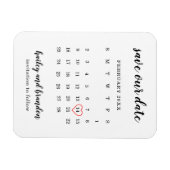 Moderne Kalender Rode Hart Trouw Save the Date Magneet (Horizontaal)