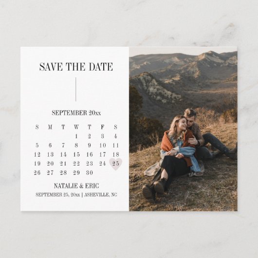 Moderne kalender Sla de datum foto Briefkaart op (Voorkant)