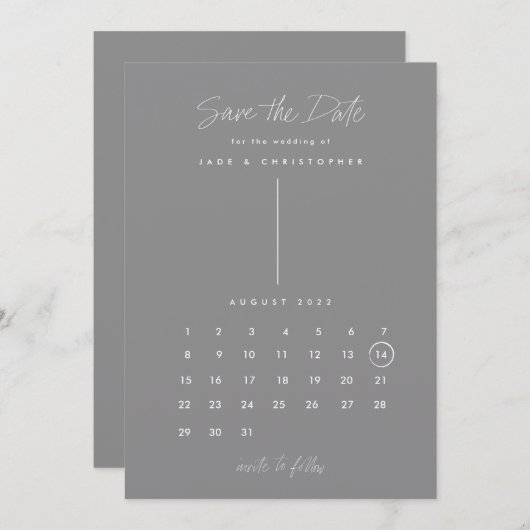 Moderne kalender slaat datum op save the date (Voorkant / Achterkant)
