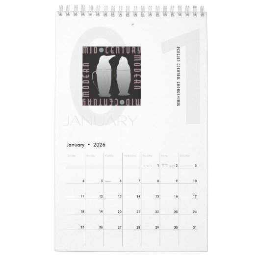 Moderne kalender uit het midden van de eeuw (Jan 2026)