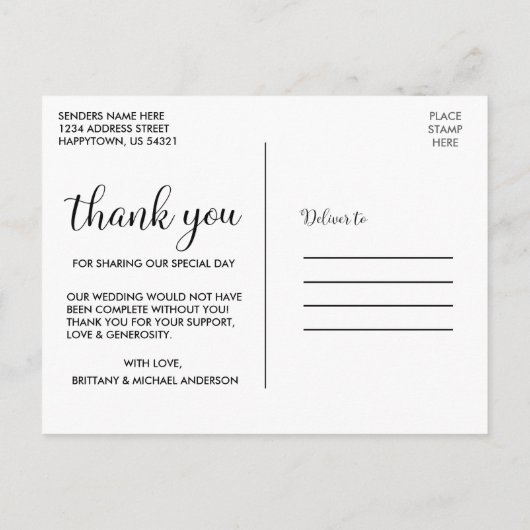 Moderne kalische kalligrafie script Bedankt voor j Briefkaart (Achterkant)