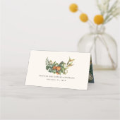 Moderne kalkcitrusbloesems oranje bruinkttafel plaatskaartje (Achterkant)