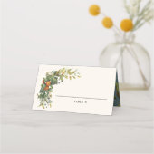 Moderne kalkcitrusbloesems oranje bruinkttafel plaatskaartje (Voorkant)