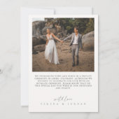 Moderne kalligrafie 2 foto net getrouwd bruiloft aankondiging (Achterkant)