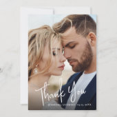 Moderne kalligrafie 2 foto trouwkaart bedankkaart (Voorkant)