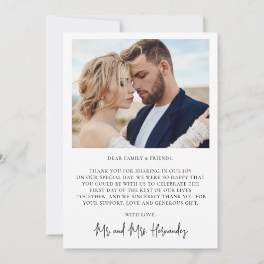 Moderne kalligrafie 2 foto trouwkaart bedankkaart (Achterkant)