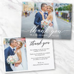 Moderne kalligrafie 2 Foto Wedding Bride Groom Bedankkaart<br><div class="desc">Moderne calligrafie-weddenschap en bruid 2-foto Hartelijk dank - Wit script</div>
