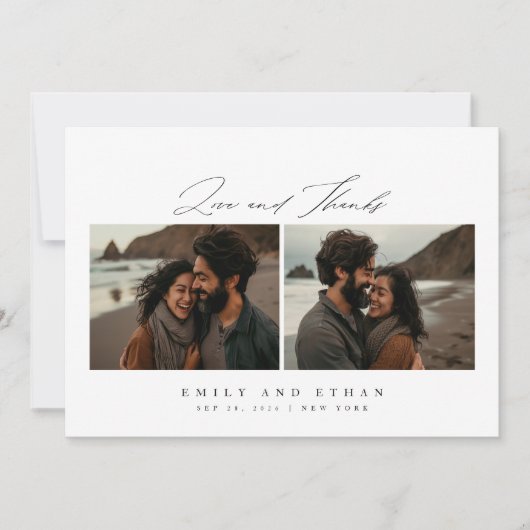 Moderne kalligrafie 2 Fotobruiloft Bedankkaart (Voorkant)