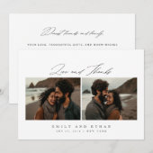 Moderne kalligrafie 2 Fotobruiloft Bedankkaart (Voorkant / Achterkant)