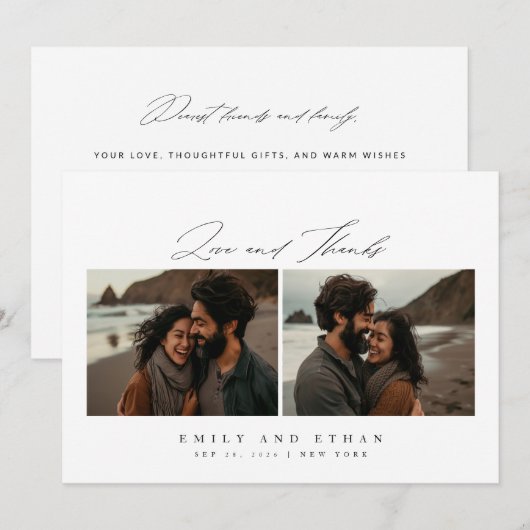 Moderne kalligrafie 2 Fotobruiloft Bedankkaart (Voorkant / Achterkant)