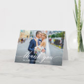 Moderne kalligrafie 2 Fotobruiloft gevouwen Bedankkaart (Voorkant)