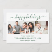 Moderne kalligrafie 3 Foto groen Feestdagenkaart (Voorkant)