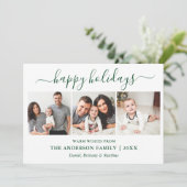 Moderne kalligrafie 3 Foto groen Feestdagenkaart (Staand voorkant)