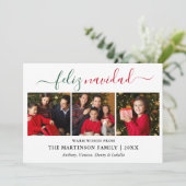 Moderne kalligrafie 3 Foto Groen Rood Feliz Navida Feestdagenkaart (Staand voorkant)