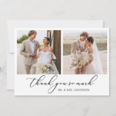 Moderne kalligrafie 3 Foto QR Code Huwelijk Bedankkaart (Voorkant)