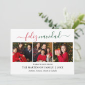 Moderne kalligrafie 3 Foto Rood Groen Feliz Navida Feestdagenkaart (Staand voorkant)