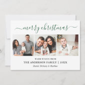 Moderne kalligrafie 3 Fotogroente kerst Feestdagenkaart (Voorkant)