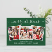 Moderne kalligrafie 3 Fotokerstgroen Feestdagenkaart (Staand voorkant)