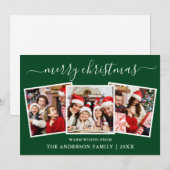 Moderne kalligrafie 3 Fotokerstgroen Feestdagenkaart (Voorkant / Achterkant)