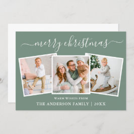 Moderne kalligrafie 3 Fotokerstpagina groen Feestdagenkaart