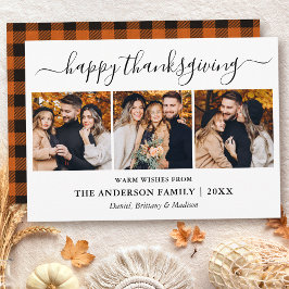 Moderne kalligrafie 3 Foto's Thanksgiving Feestdagenkaart