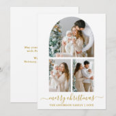 Moderne kalligrafie 3 Kerstkerst met foto's Feestdagenkaart (Voorkant / Achterkant)