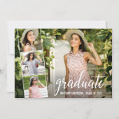 Moderne kalligrafie 4 Foto Afstuderen Aankondiging (Voorkant)