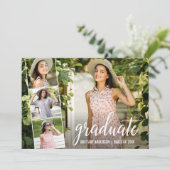 Moderne kalligrafie 4 Foto Collage Afstuderen Aankondiging (Staand voorkant)