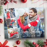 Moderne kalligrafie 4 Foto Collage Holiday Briefkaart<br><div class="desc">Modern Calligrafiescript 4 Fotokoppel Collage Prettige feestdagen Briefkaart</div>