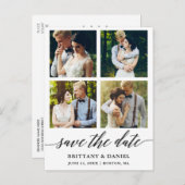 Moderne kalligrafie 4 Foto slaat de datum op Briefkaart (Voorkant / Achterkant)