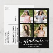 Moderne kalligrafie 4 Fotogradatie Partij Uitnodiging Briefkaart (Voorkant / Achterkant)