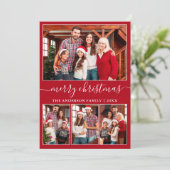 Moderne kalligrafie 4 Fotoliefkerrood Feestdagenkaart (Staand voorkant)