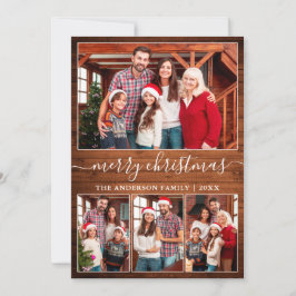 Moderne kalligrafie 4 Kerstfeest met fotohout Feestdagenkaart